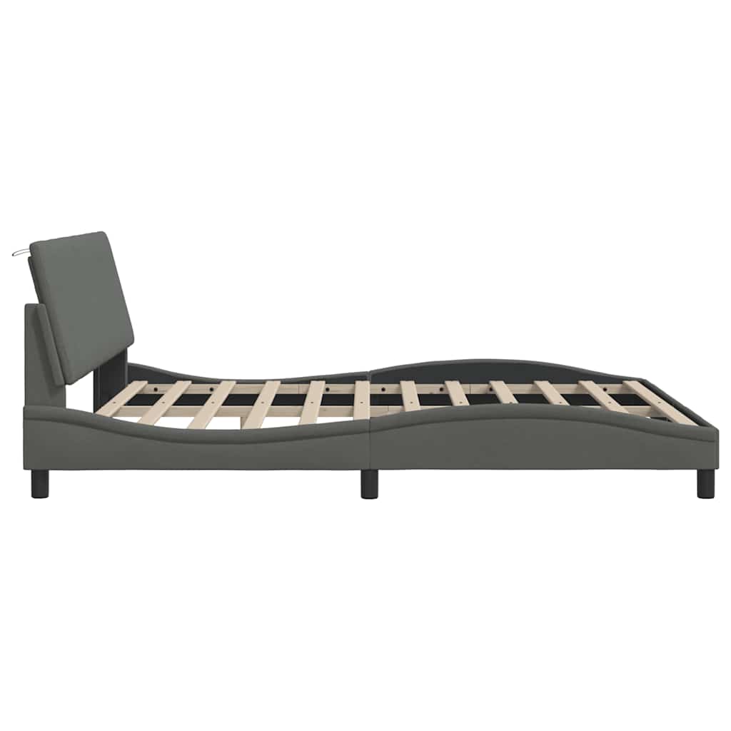 Bed Frame without Mattress  Hanko  Dark Grey 180 x 200 cm Fabric