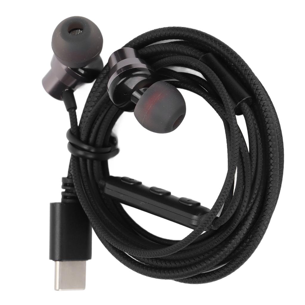 Wired Earphone Noise Isolation Volume Control Type C Headphone with Microphone for Smart Phone