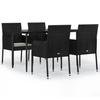 VidaXL Garden Dining Furniture and Cushions 5pcs Black Wicker 3185145