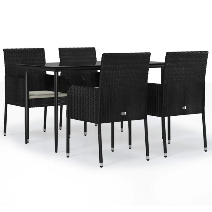 VidaXL Garden Dining Furniture and Cushions 5pcs Black Wicker 3185145