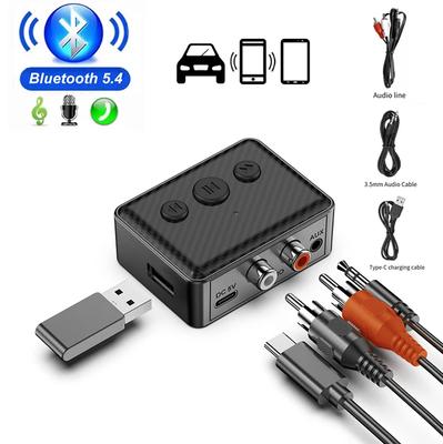 Аудиоприемник Bluetooth 5.4 USB-диск RCA 3,5 мм AUX USB Стерео Музыка Беспроводной Адаптер С Микрофоном Для ПК ТВ Авто Комплект Динамик Усилитель
