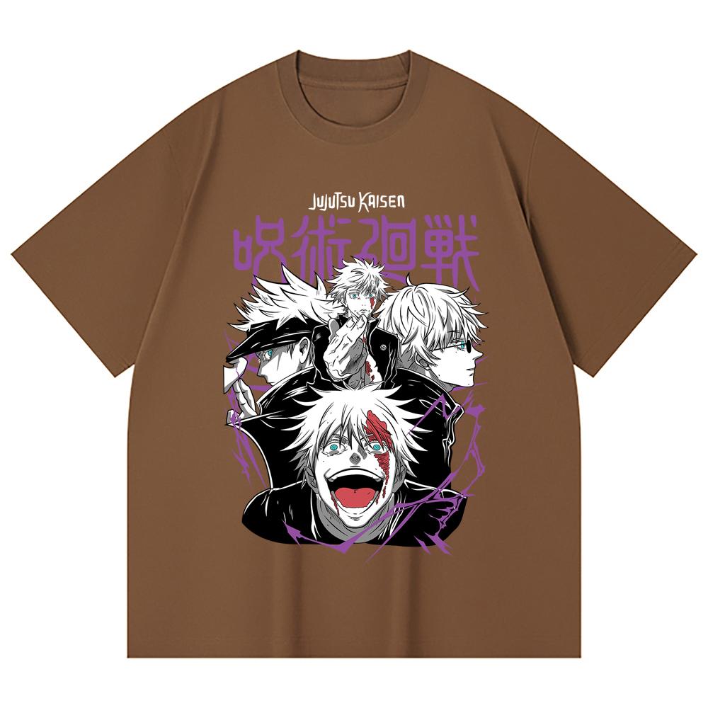 230 г/м² 100% хлопок Jujutsu Kaisen V3 Принт Годжо Унисекс Футболка из плотного хлопка