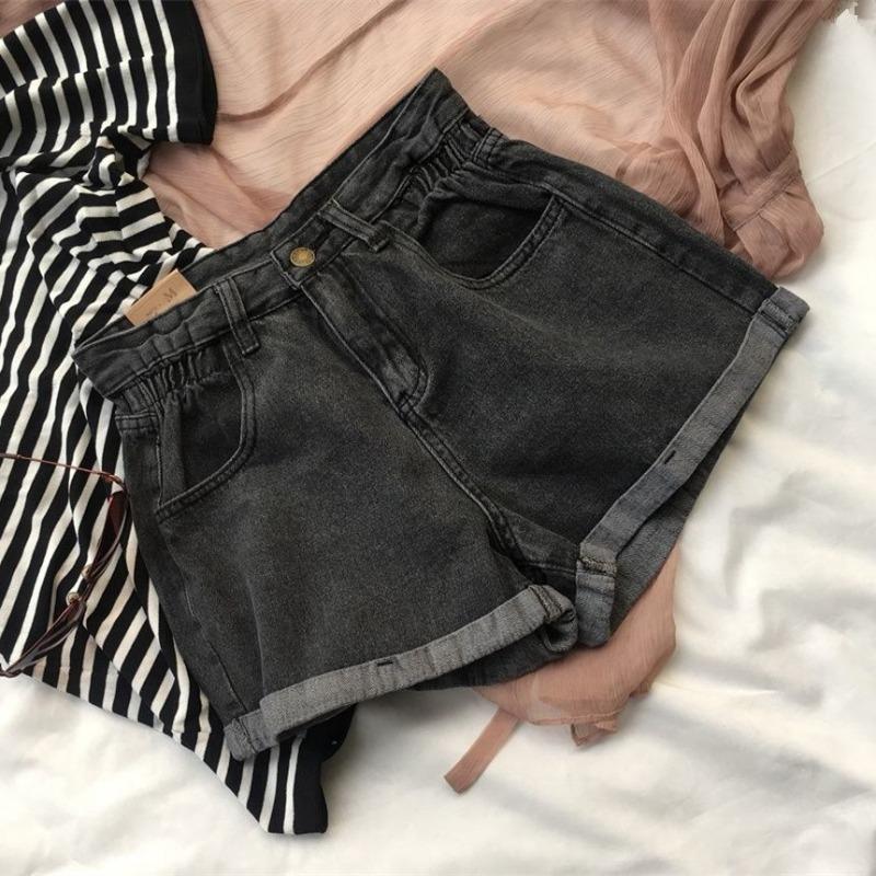 Высокая талия джинсовые шорты женские свободные Bracteel Roll Edge Slim Wide Leg A Line