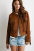 AL-KHALID Women Brown Motorcycle Leather Genuine Lambskin Handmade Suede Fringed Jacket