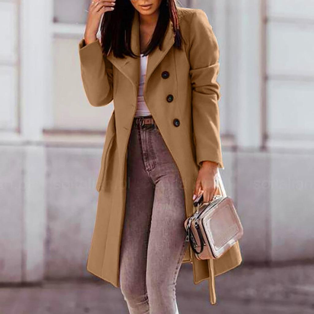 Модные тренчи для женщин, длинные тренчи, тонкие классические однотонные пальто