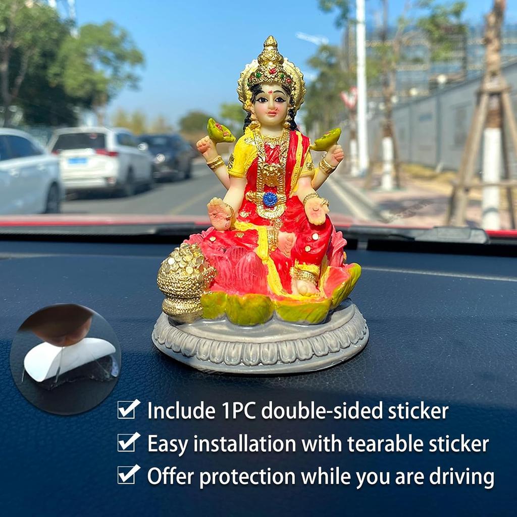 Маленькая статуэтка индуистской богини Лакшми - 3,9"В Индийский Идо Лакшми Фигурка для декора приборной панели автомобиля Дом Офис Мандир Храм Алтарь Святыня Предмет для Пуджи