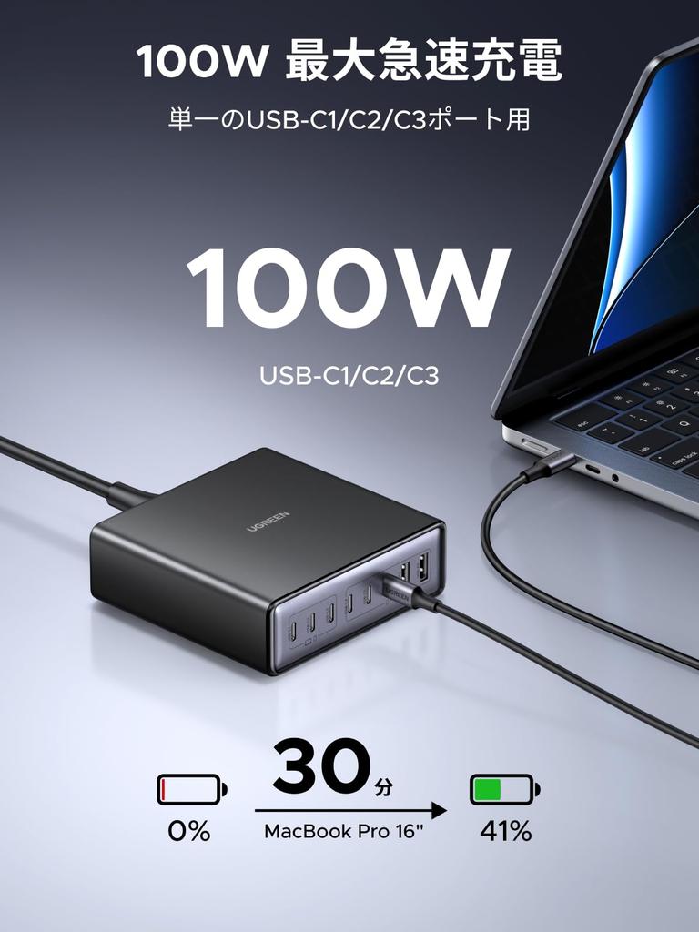 Ugreen Nexode 200 Вт 8-портовое настольное зарядное устройство GaN, 6 USB-C + 2 USB-A, подставка в комплекте