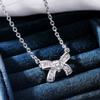 Copper-Plated Platinum Bow Zircon Necklace, Simple Temperament Necklace