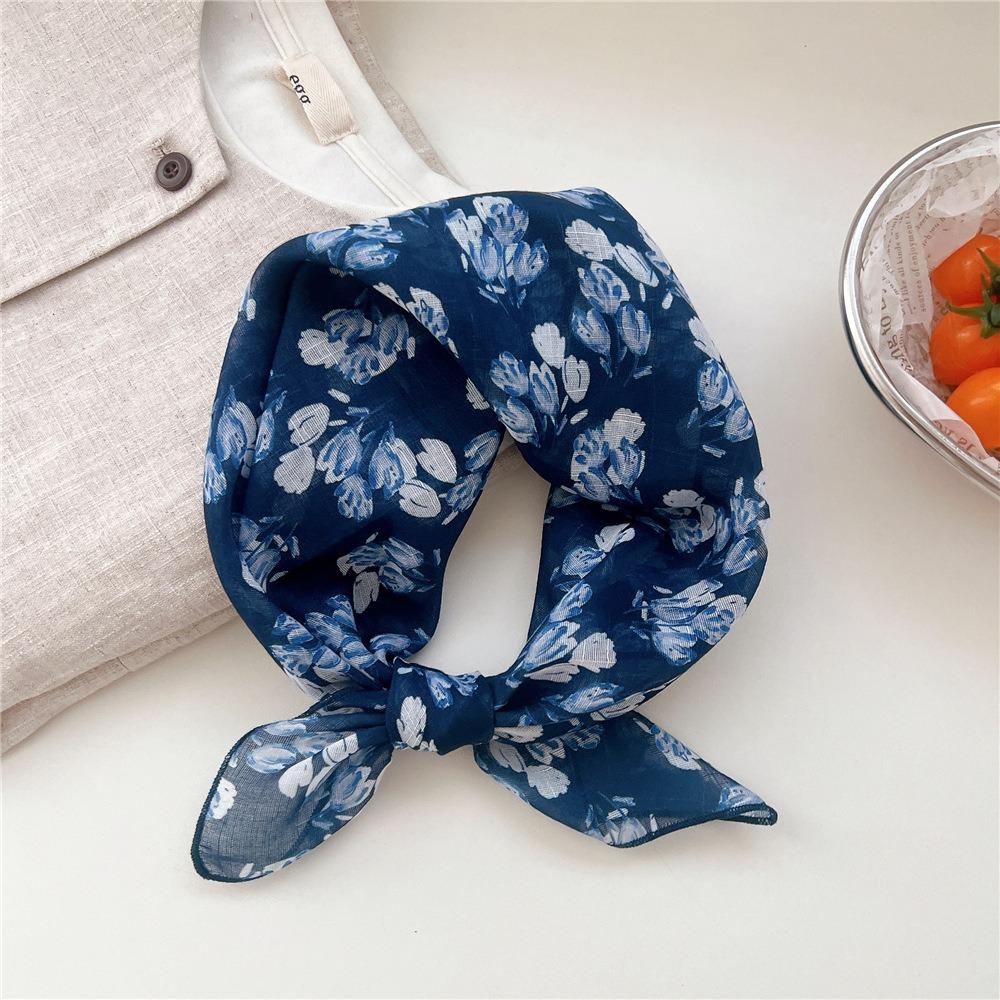 Flower Cotton Linen Print Scarves Cashew Square Handkerchief Clothing Accessories