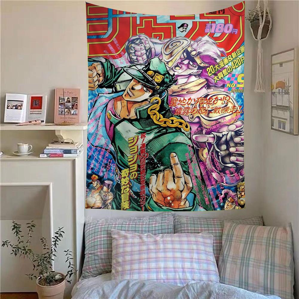 Anime JoJo Bizarre Adventure Retro Tapestry  Hippie Flower Style Doubles as Wall Carpets Ideal Hanging for Dorms  Home Decor