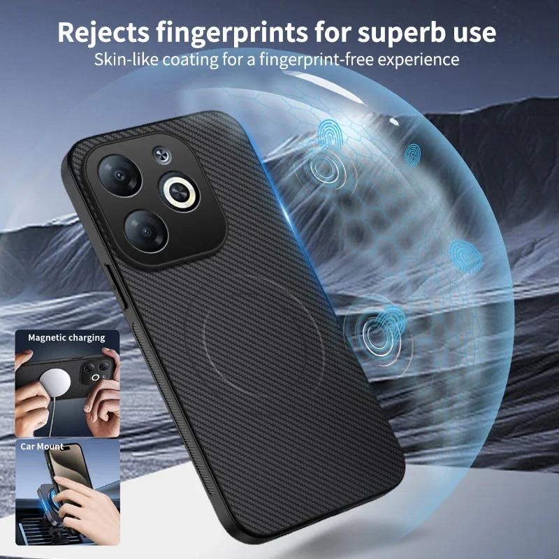 For Infinix Smart 8 9 Phone Case Magnetic Wireless Charging Lens Protection Shockproof Silicone Leather Back Cover Shell Cases