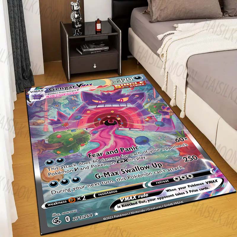 1 шт. Ковер с принтом карточек покемона Генга для гостиной, коврик для детской спальни, коврик для дивана, придверный коврик, напольный ковер, домашний декор, противоскользящий коврик