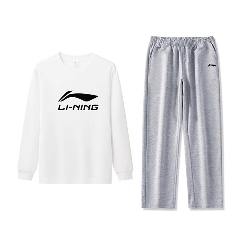 Li-Ning Модная Свободная Хлопковая Дышащая Удобная Универсальная Толстовка с Круглым Вырезом Повседневный Спортивный Костюм YTLV113-3+AKLUHH2-2