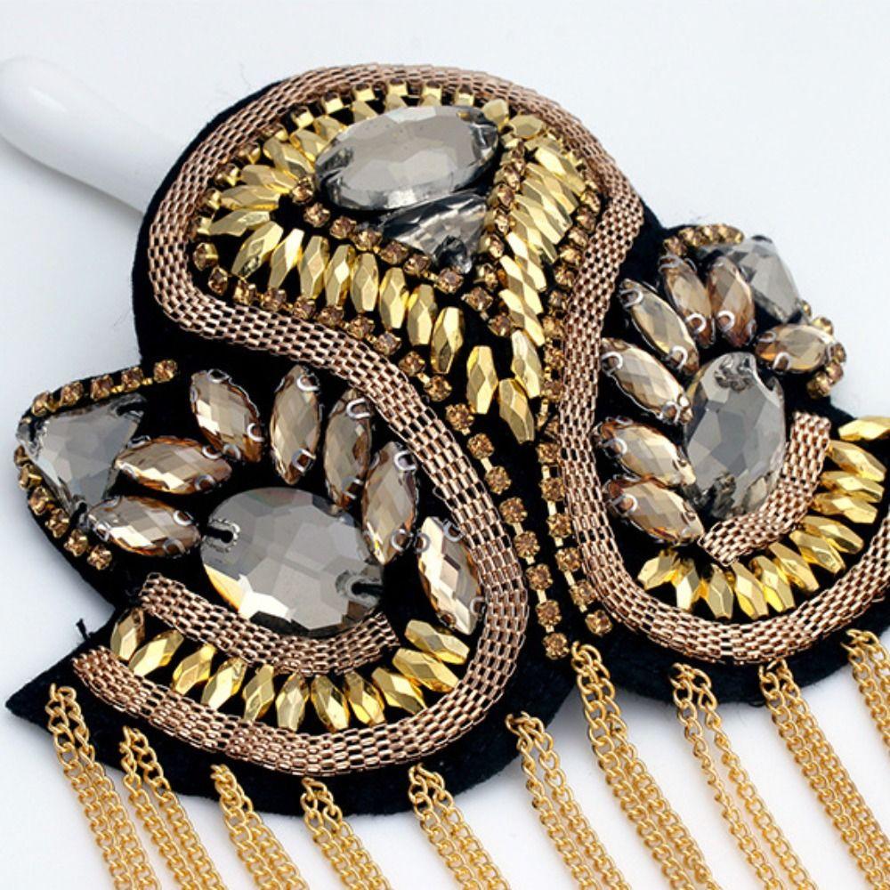 Брошь-наплечник с бахромой из страз, украшение для плеча, театральный нарукавник, косплей