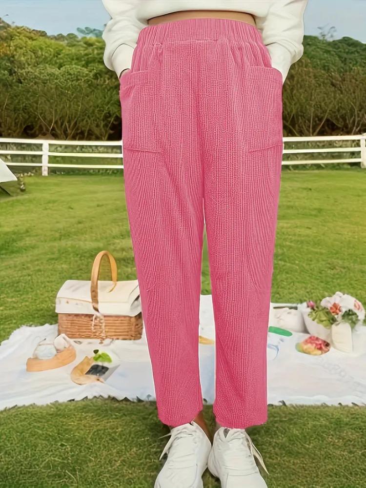 Однослойные вельветовые брюки-шаровары для весны и лета, однотонные литературные и ретро женские брюки свободного кроя с карманами в повседневном стиле