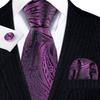 Barry.Wang Mens Ties Fashion Paisley Jacquare Silk Hanky Cufflinks Neckties Set Formal Casual