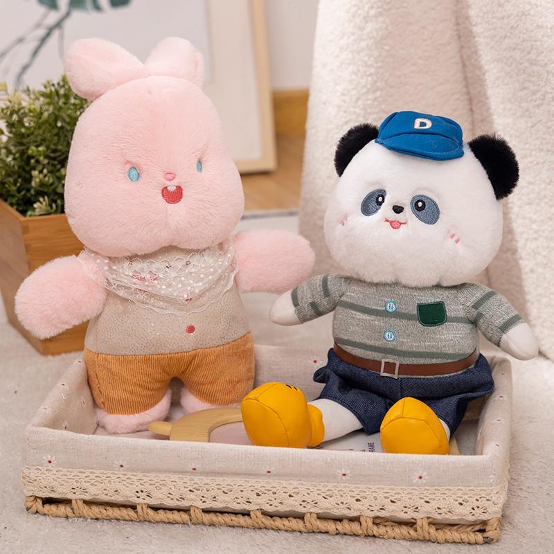 Панда кролик медведь слон плюшевая игрушка сидящая и стоящая панда мультфильм мягкие игрушки животных кукла для ребенка подарок декор комнаты