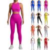 Women's Fashion Solid Color Tight Running Fitness Threaded Tank Top Seamless Pants Yoga Set