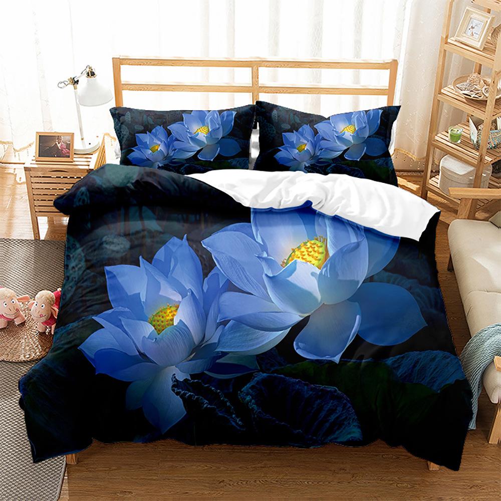 Spring Bedding Set 3D Flower Down Duvet Cover 2/3 Pieces Single Bed Double Bed Duvet Cover Girl Teens Bed Cover Quick Drying Soft Home Textile