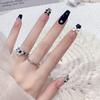 24Pcs Pink Bow French Press On Nails Cute Diamond Ballet Oval Acrylic Fake Nail Tips Reusable Stick On Manicure For Girls