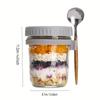 Portable Glass 2pcs 350ml Overnight Oats Cup with Spoon - Breakfast Cup - Salad Jar Yogurt Cup 12.32oz