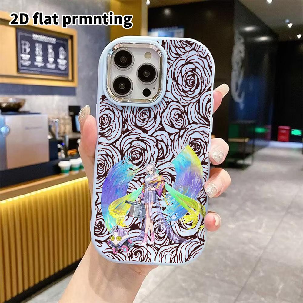 Phone case: 2D flat design suitable for iPhone 18 17 16 15 14 13 Pro protective case, couple style, white-haired girl, Christmas and Halloween gift