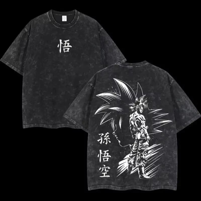 Dragon Ball Son Goku Majin Buu Washed T Shirt Summer new Anime Vintage Mens Women Cotton Streetwear Casual Top