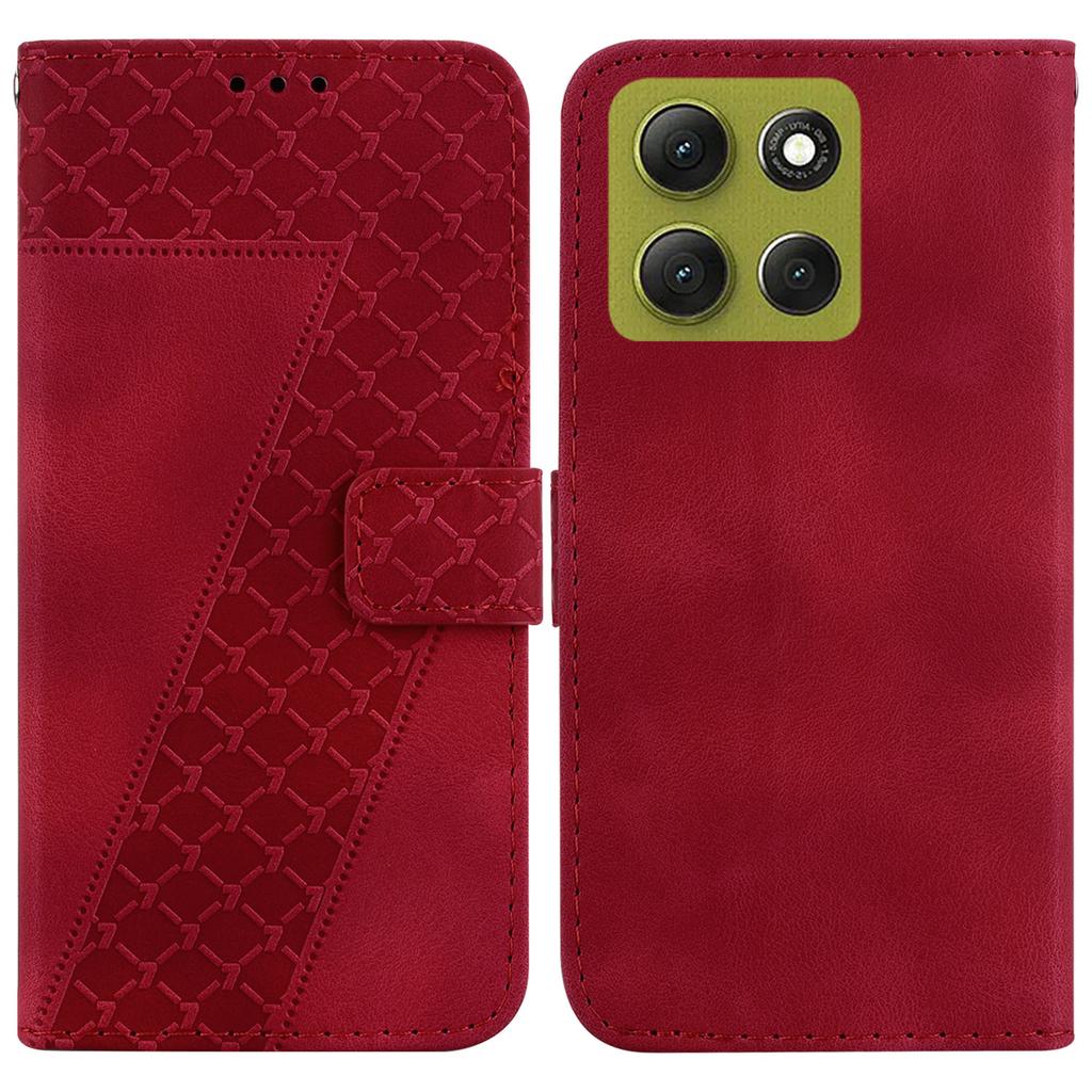 For Motorola Moto G86 5G Stand Case 7-Shaped Pattern Imprint Leather Phone Cover with Strap