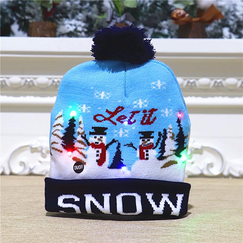 LED Light-Up Knitted Christmas Hat for Adults & Kids - Festive Party Accessory
