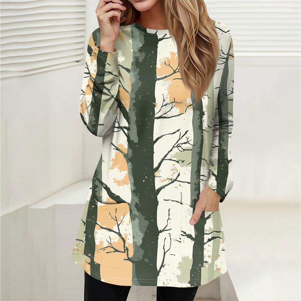 Women's Sweatshirt Pullover Active Sportswear Pocket Print Casual Round Neck Long Sleeve Top