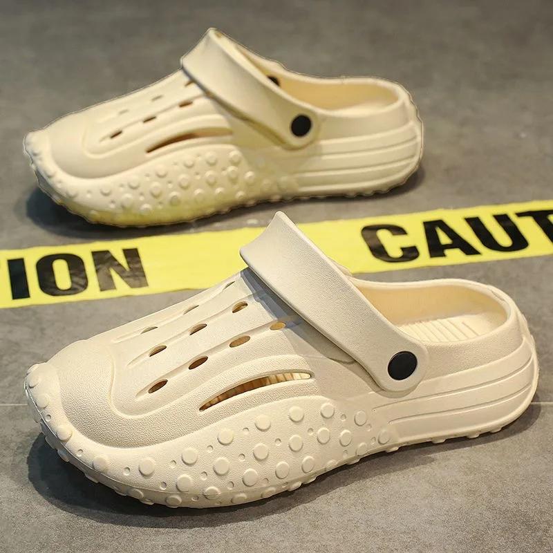 Модные летние мужские шлепанцы Comwarm с отверстиями, модные дышащие полые сандалии, мужские модные сандалии-кроссовки, уличная легкая пляжная обувь