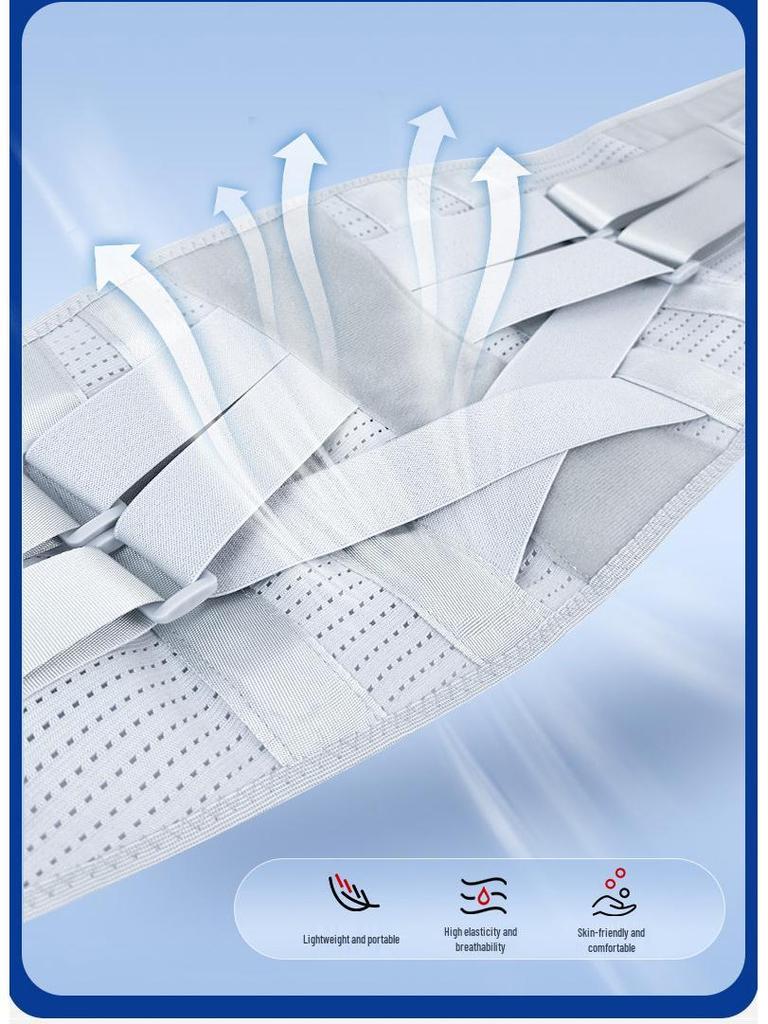 Breathable Lumbar Support Belt for Disc Protrusion with Abdominal and Steel Plate Support