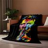 Colorful Portrait on Black Background for all seasons blanket lunch break throw gift