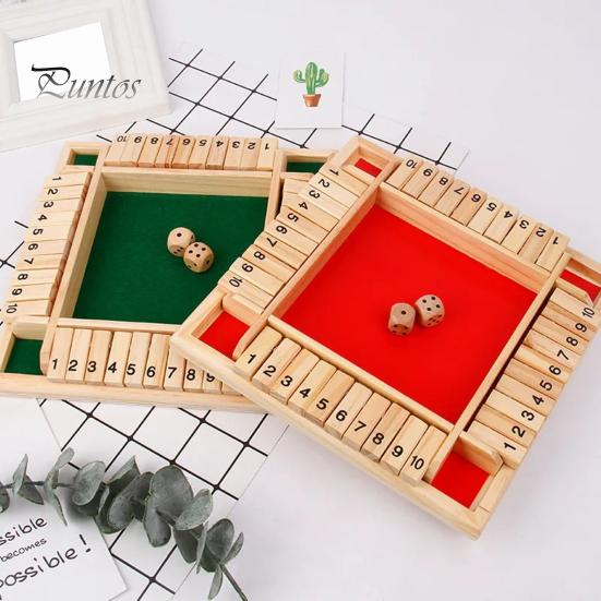 Игровое поле "Shut The Box" с 2/4 кубиками, четырехстороннее, для детей, взрослых, семьи, обучающая, деревянная, математическая, числовая, стратегическая, закрывающая игрушка, ночные аксессуары, 4 игрока