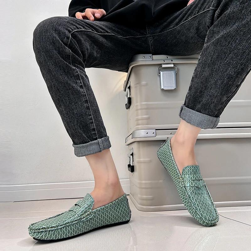 Fashion New Pu Leather Loafers Mens Driving Shoes Slip On Shoes Men High Quality Comfortable Big Size Man Classic Casual Loafers Mens