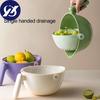 Double Layer Drain Basket with Handle Detachable Food Grade PP Fruit Vegetable Drainer Dryer Washing Basket Basin Container Kitchen Supplies