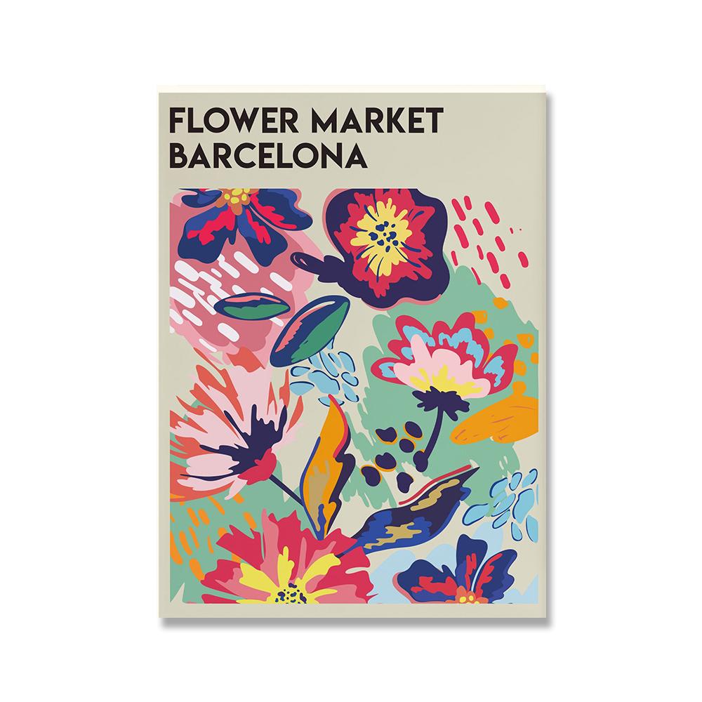 Абстрактные красочные цветочный рынок, настенная живопись на холсте, плакаты на скандинавскую тему и принты, настенные панно для гостиной, украшения дома