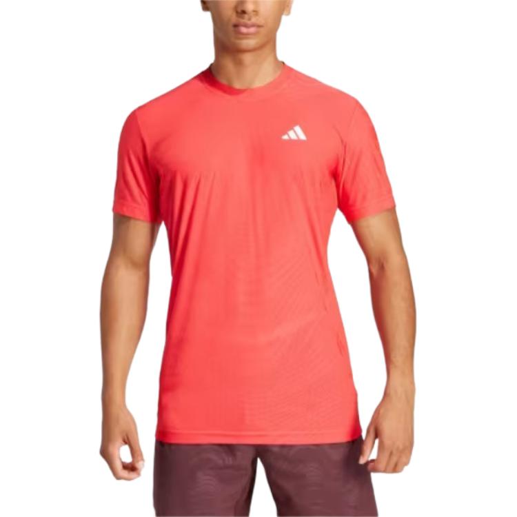 Adidas Футболка Tennis Climacool FreeLift FLFT Pro Series, удобная, простая, с круглым вырезом, коротким рукавом, мужские топы, полупрозрачная, красная JE3508