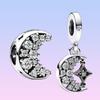 New Arrival  Sparkling Crescent Moon & Spinnable Star Charms S925 Silver Fit Original Bracelet DIY for Women Gift