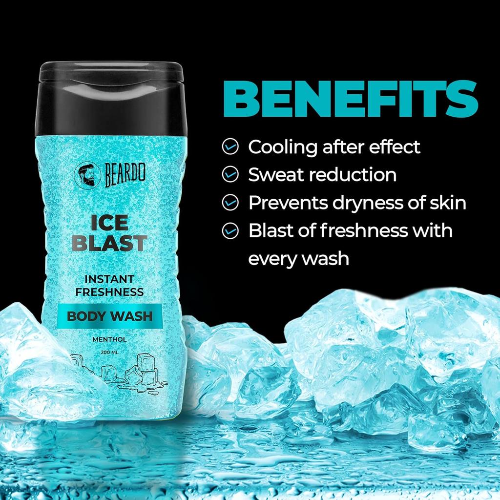Beardo Ice Blast Body Wash For Men 200ml Pack Of 1 | Refreshing Menthol Cooling Shower Gel For Summer
