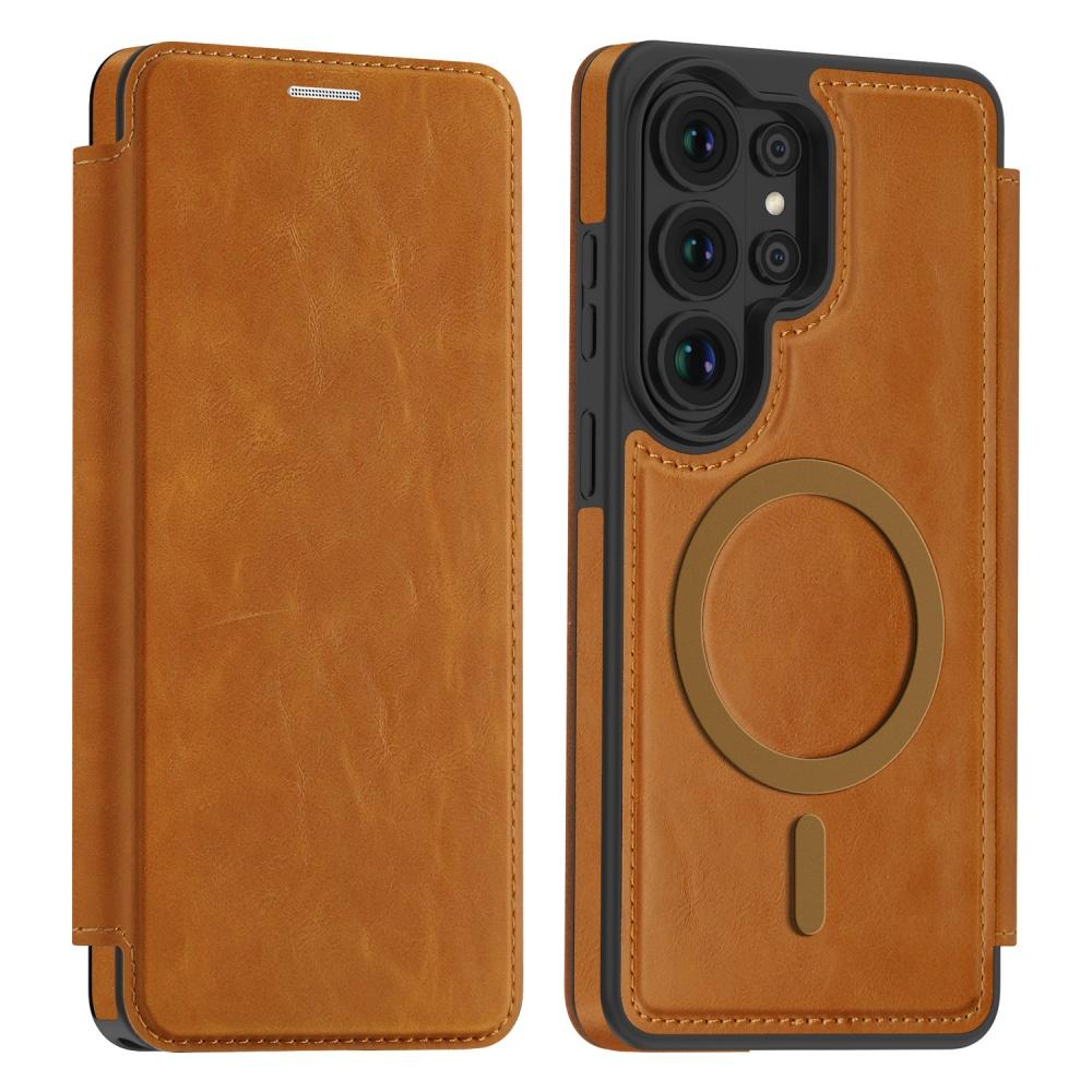 Man Business Leather Magnetic Case for Samsung S26 S25 Ultra Coque S25 Edge FE For Magsafe Faux Leather Cards Slot Phone Cover