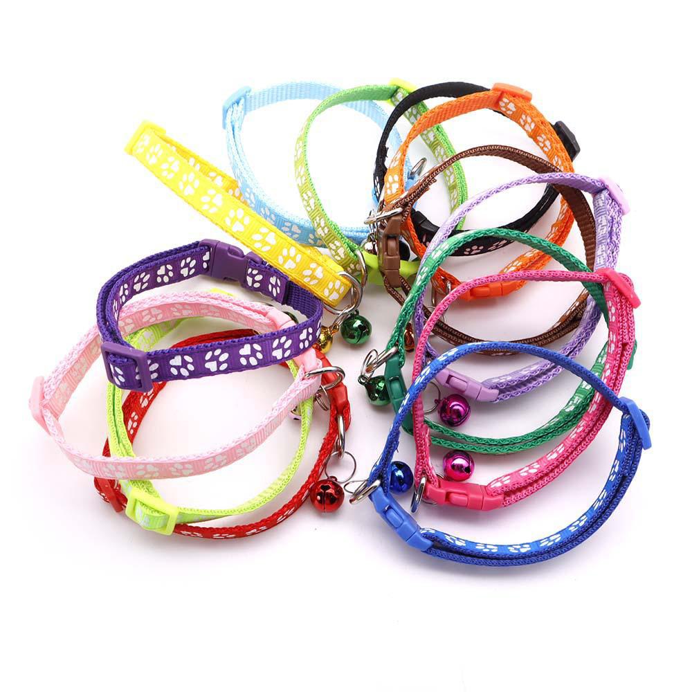 Комплект ошейников для собак и кошек с колокольчиком и принтом лапы