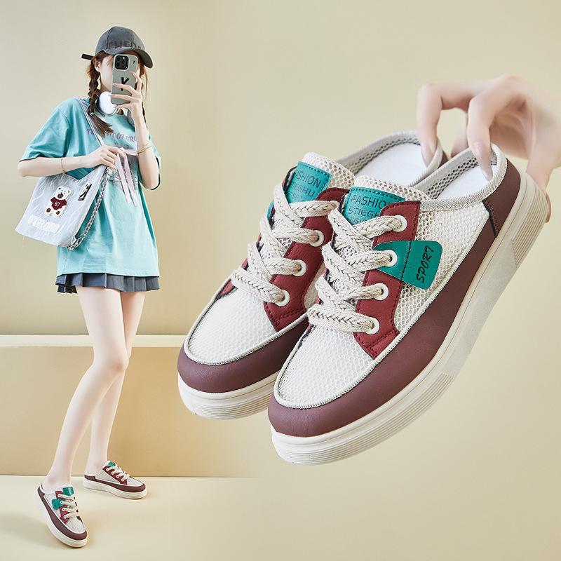 Новая летняя белая обувь для студенток, толстая подошва, увеличивающая рост, дышащая сетка, повседневная обувь