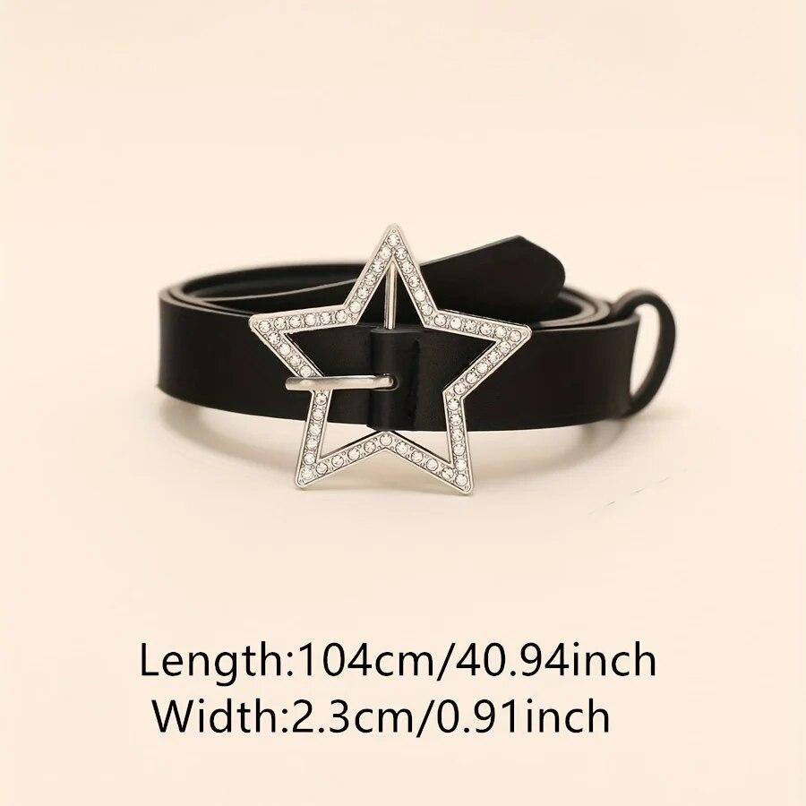 Belts for Women Spice Girls Pink Black White Belt Denim Star PU Leather Rhinestones Belt Sweet Cool Corset Jeans Belts