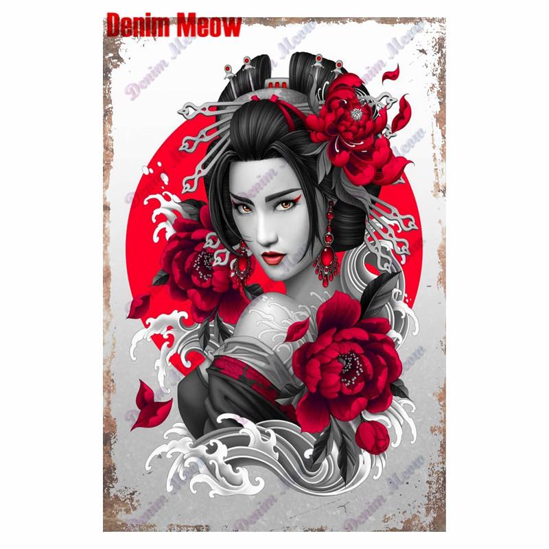 Студия винтажной татуировки, металлическая жестяная вывеска, красивая девушка, металлическая табличка, татуировка красивая девушка, ретро-декор стен, декор комнаты, WY36