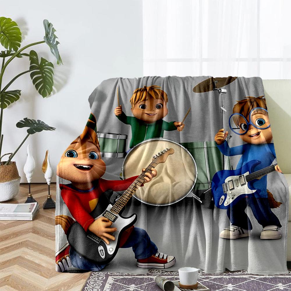 Alvin and the Chipmunks Theme Printed Blanket - Perfect for Couch, Bed, Travel & Outdoor Use | Machine Washable, Cozy & Durable.