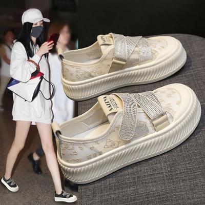 Сетчатые дышащие летние тонкие кроссовки Magic Stick женские новые туфли с толстой подошвой в форме печенья легкие повседневные белые туфли