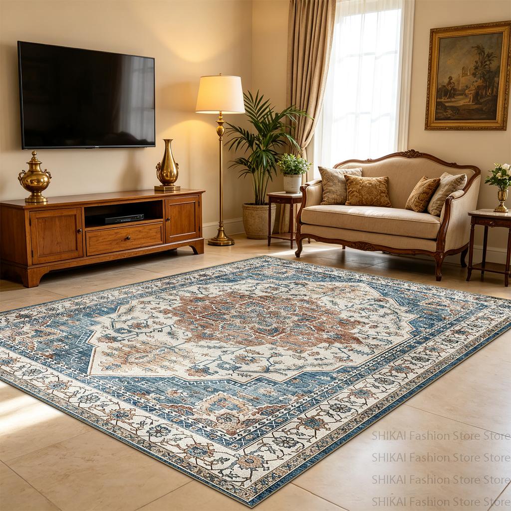 Bohemian Oriental Retro Coffee Tables Mat Easy Cleaning Foldable Cloakroom Carpet Machine Washable Room Decoration Aesthetic Rug