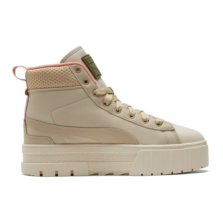 Puma Mayze Mid Safari Fabric Leather Casual High-Top Sneakers Women Sneakers Off-White 383688-01