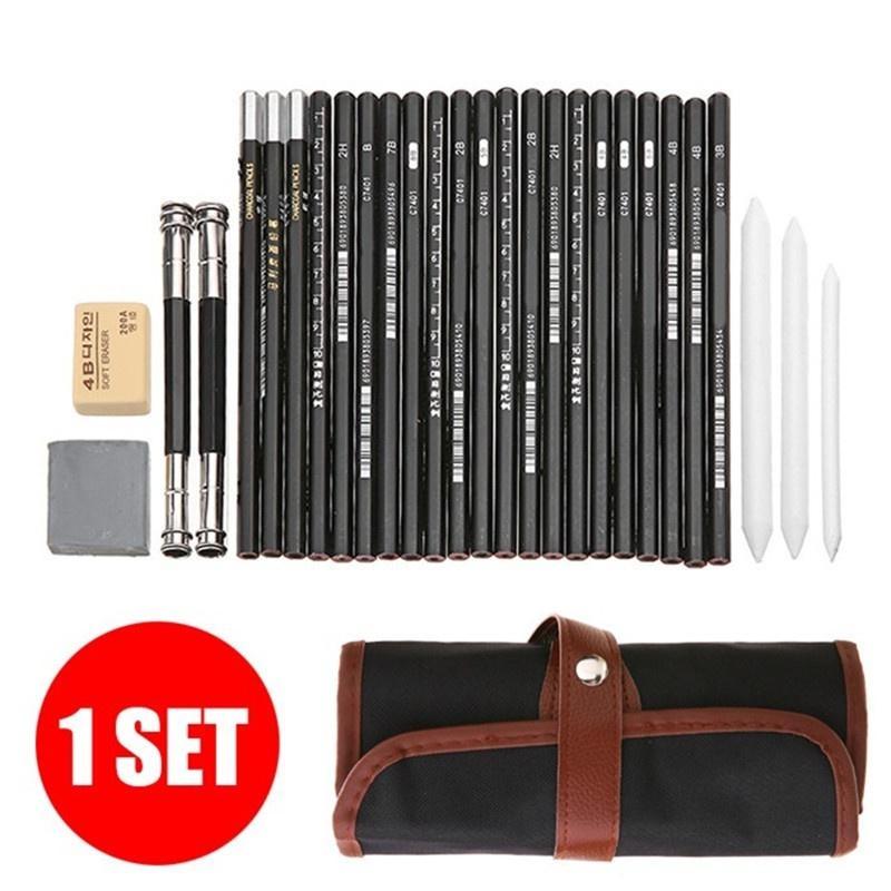 29 шт., набор карандашей для эскизов, профессиональный набор для рисования, деревянные карандаши, сумки для карандашей для художников, школьников, товары для рукоделия